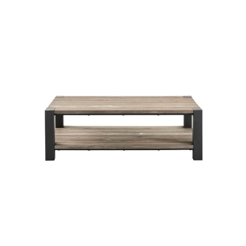 Meubles Tables basses | Table basse double plateau en pin recyclé en métal - BI34491
