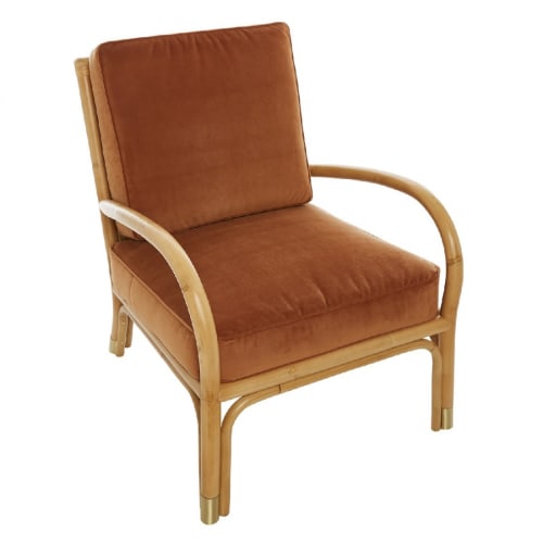 Canapés et fauteuils Fauteuils | Fauteuil rotin et velours Orange - UA41488