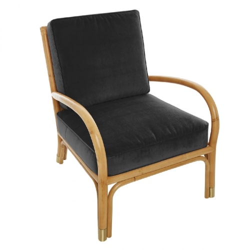Canapés et fauteuils Fauteuils | Fauteuil rotin et velours Marron foncé - ML49747