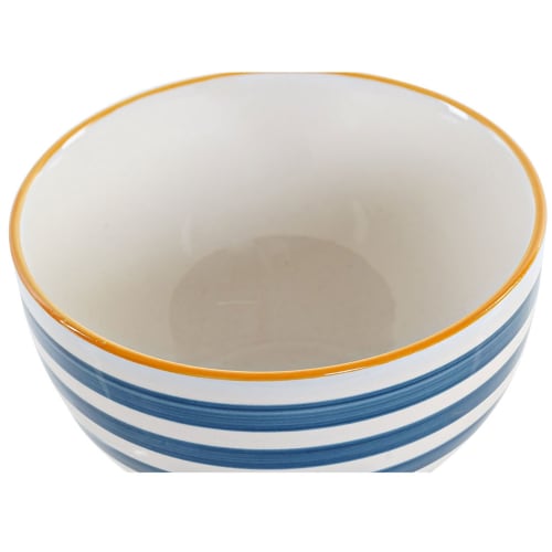 Art de la table Bols, tasses et mugs | Bol en grès blanc rayé de bleu D14,5cm - RB16960