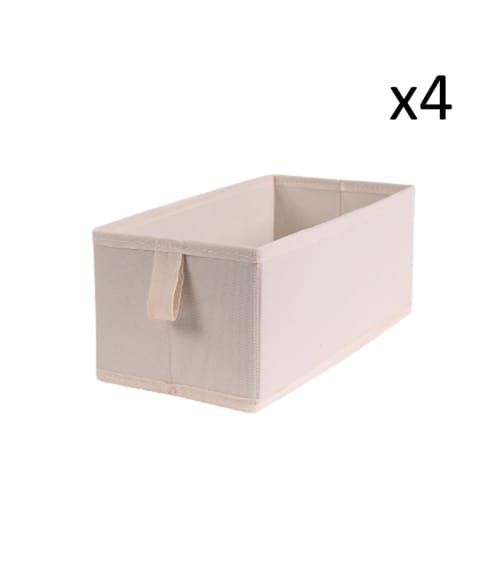 Déco Boîtes | Lot de 4 tiroirs pliables intissés 28x14x11cm - EQ13883