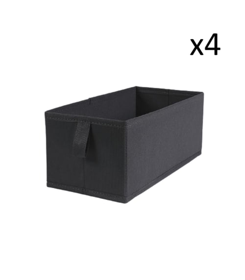 Déco Boîtes | Lot de 4 tiroirs pliables intissés 28x14x11cm - EO77001
