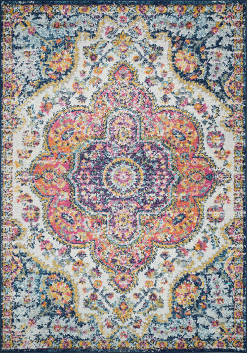 Tapis Vintage Multicolore - Rose, Safran et Bleu - 120x170cm | Maisons du Monde