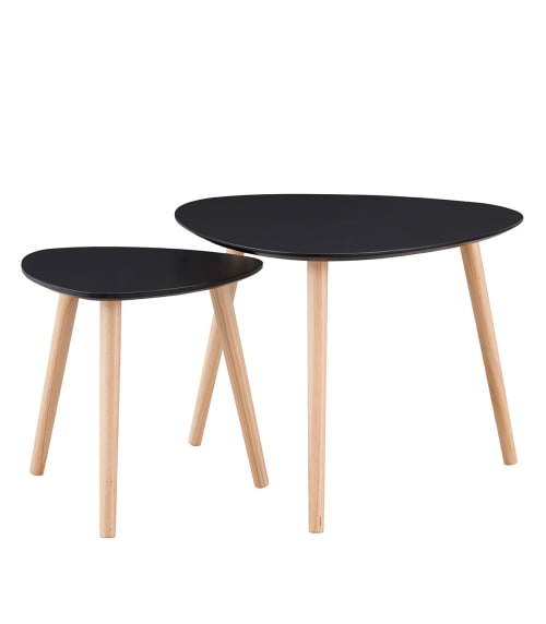 Meubles Tables basses | Lot de 2 Tables gigognes laquées noir mat - HA84656