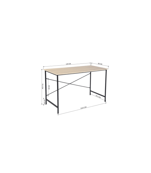Meubles Bureaux et meubles secrétaires | Bureau en bois clair et pieds en acier noir - IH46806