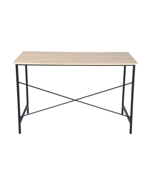 Meubles Bureaux et meubles secrétaires | Bureau en bois clair et pieds en acier noir - IH46806