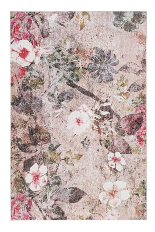 Alfombra tejida estampado floral multicolor impresión digital 130x190  LIFETIME | Maisons du Monde