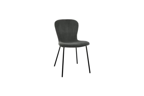 Meubles Chaises | Chaise en velours côtelé pieds métal gris anthracite - HV46456