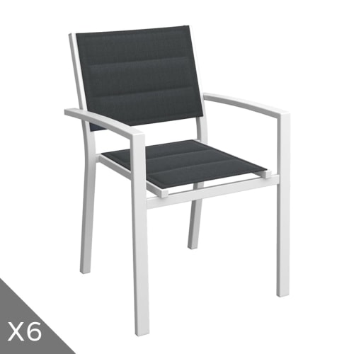 Jardin Fauteuils de jardin | Lot de 6 fauteuils de jardin en aluminium blanc - US17555