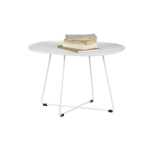 Meubles Tables basses | Table basse design minimaliste ovale métal blanc - VR66042