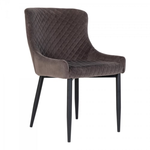 Meubles Chaises | Chaise confortable en velours matelassé gris - LG62398
