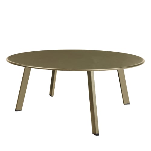 Meubles Tables basses | Table basse ronde en métal D70cm vert kaki - IL31615