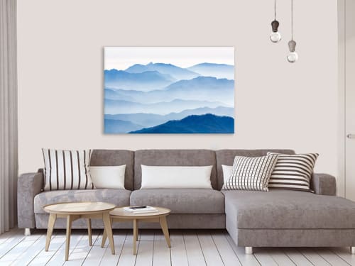 Déco Toiles et tableaux | Tableau montagnes bleues toile imprimée 100x60cm - SZ44503