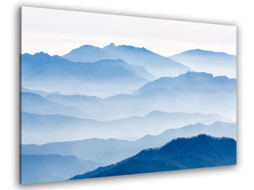 Déco Toiles et tableaux | Tableau montagnes bleues toile imprimée 80x50cm - QE07813