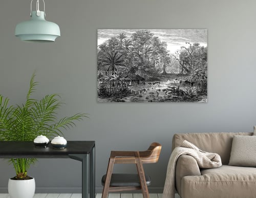 Déco Toiles et tableaux | Tableau gravure forêt de mangroves toile imprimée 80x50cm - WY92549