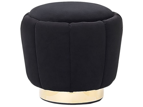 Moderno Pouf in Velluto Nero IRVING