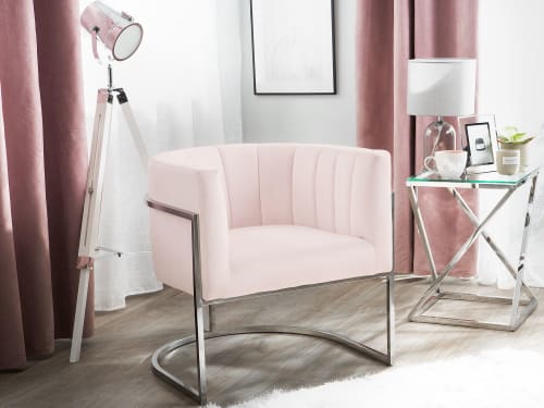 Canapés et fauteuils Fauteuils | Fauteuil en velours rose pâle - PV61680
