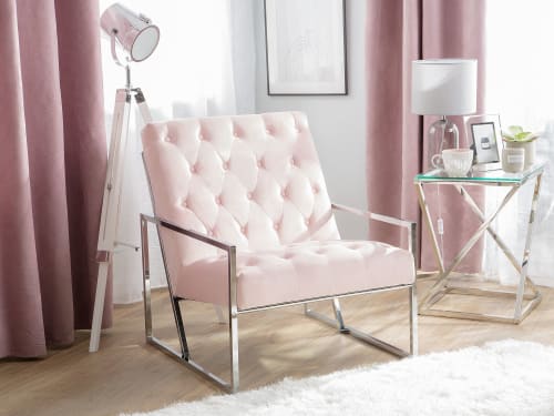 Canapés et fauteuils Fauteuils | Fauteuil en velours rose pâle - KQ79644
