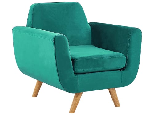 Canapés et fauteuils Fauteuils | Fauteuil en velours vert housse amovible - JX14903
