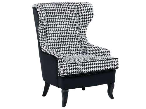 Canapés et fauteuils Fauteuils | Fauteuil de salon en tissu à carreaux blanc et noir - BZ67718