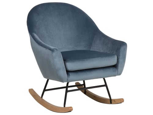 Canapés et fauteuils Fauteuils | Fauteuil à bascule en velours bleu - KJ76464