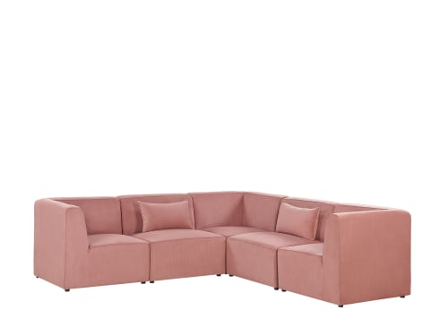 Sofá esquinero 5 plazas de pana rosa izquierdo LEMVIG | Maisons du Monde
