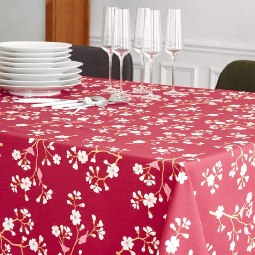 Nappe imperméable rectangulaire en PVC - 140 x 240 cm - Imprimé feuilles de  printemps