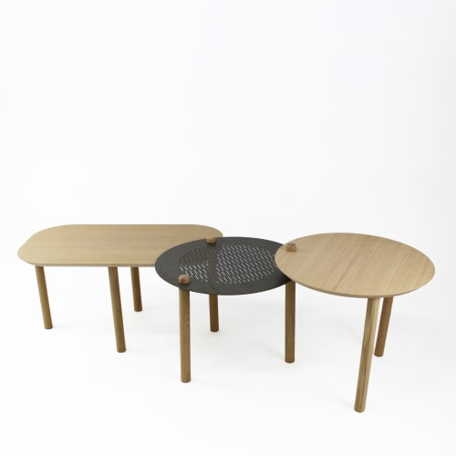 Meubles Tables basses | Table basse chêne et métal vernis BRUT - GH86473