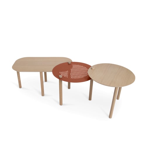 Meubles Tables basses | Table basse chêne et métal terracotta - LZ60894