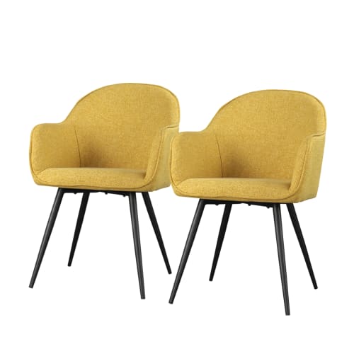 Canapés et fauteuils Fauteuils | Lot de 2 fauteuils en tissu jaune et pieds en acier noir - UW04107