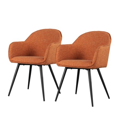 Canapés et fauteuils Fauteuils | Lot de 2 fauteuils en tissu orange et pieds en acier noir - JU45018