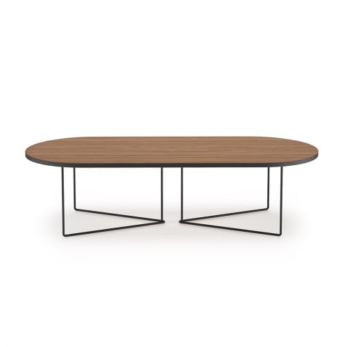Meubles Tables basses | Table basse  placage noyer et métal noir - MK86793