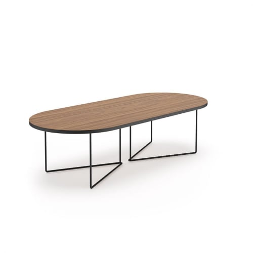 Meubles Tables basses | Table basse  placage noyer et métal noir - MK86793