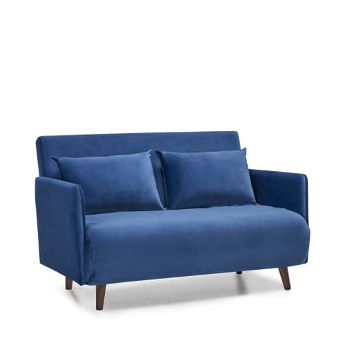 Canapés et fauteuils Canapés droits | Canapé convertible 2 places en velours bleu foncé - MG19653
