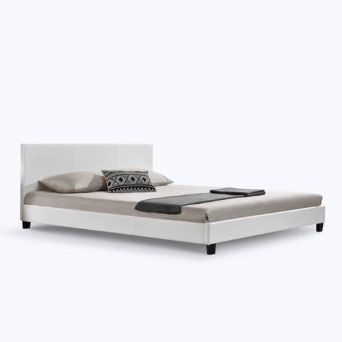 Cama con almacenaje 140 x 190 cm blanco Elliot