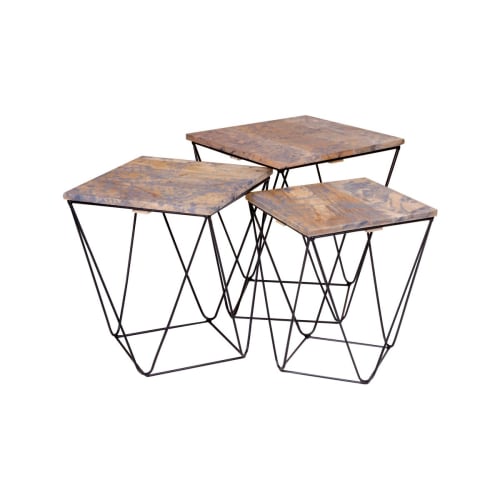 Meubles Tables basses | Set de 3 tables basses design effet marbre marron - OD99601
