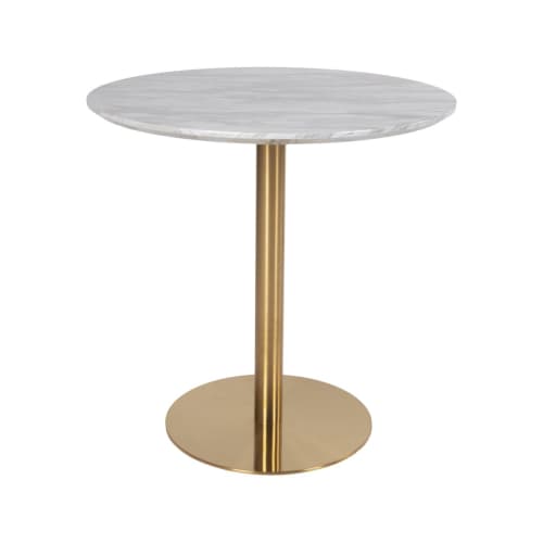 Meubles Tables à manger | Table ronde 90cm aspect marbre pied doré - HA95591