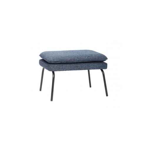 Canapés et fauteuils Fauteuils | Fauteuil et repose pieds tissu bleu style rétro - FO17133