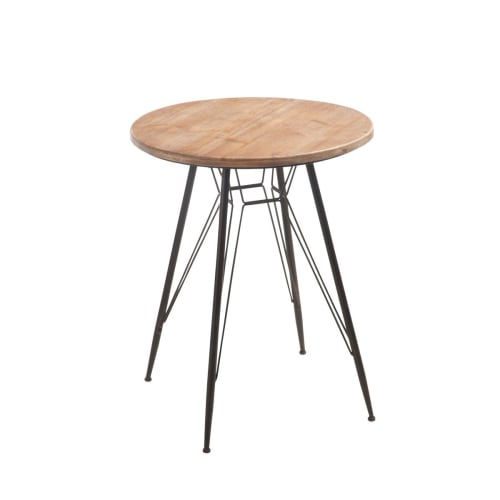 Meubles Tables à manger | Table ronde bistrot métal 65cm plateau bois - LT31758