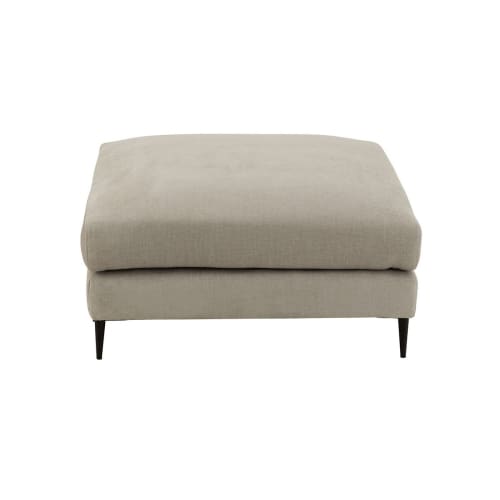 Canapés et fauteuils Poufs | Grand pouf carré en tissu gris - NL56960