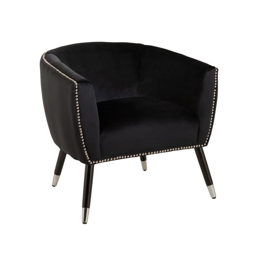 Canapés et fauteuils Fauteuils | Fauteuil lounge rétro en velours noir - GD51415