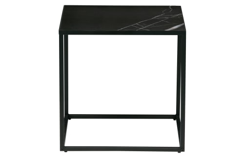 Meubles Tables basses | Table basse en porcelaine et métal 45x45cm noir - WP12081