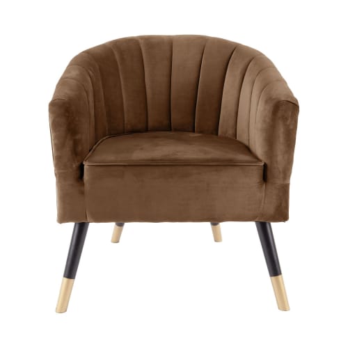 Canapés et fauteuils Fauteuils | Fauteuil en velours chocolat - XV20405