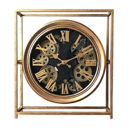 Déco Horloges murales et horloges à poser | Horloge mécanisme carrée en métal noir - PZ20000