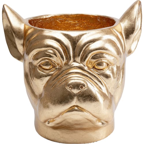 Déco Jarres et cache-pots | Cache-pot bouledogue en fibre de verre dorée - CC60516