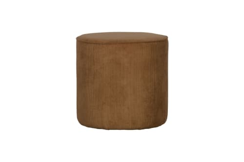 Canapés et fauteuils Poufs | Pouf rond en tissu côtelé marron - VR56472