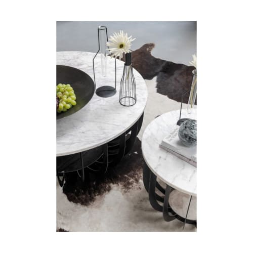 Meubles Tables basses | Table basse en métal plateau marbre - VC02564