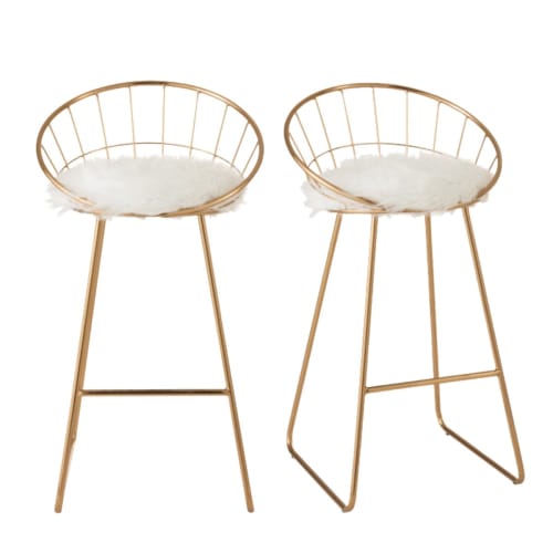 Meubles Chaises et tabourets de bar | Chaise de bar design en métal doré - NU30074