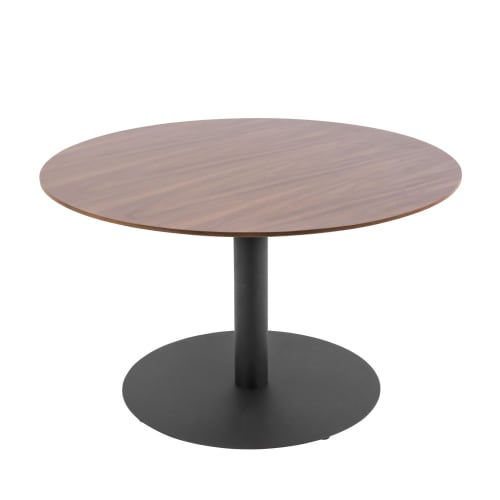Meubles Tables basses | Table basse ronde en métal noir et bois - ZW06918