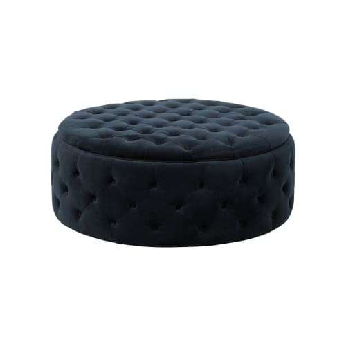 Canapés et fauteuils Poufs | Grand pouf rond style moderne velours noir - PZ70574